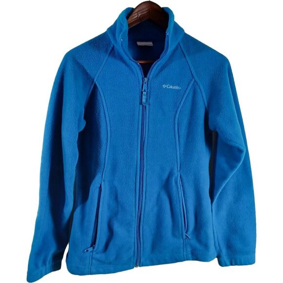 Columbia Women's Fleece Long Sleeve Full Zip Jacket Zip Pockets Blue Size Small - Picture 1 of 11